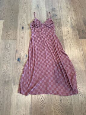 Nasty Gal Dusty Rose Checkerboard Slip Dress